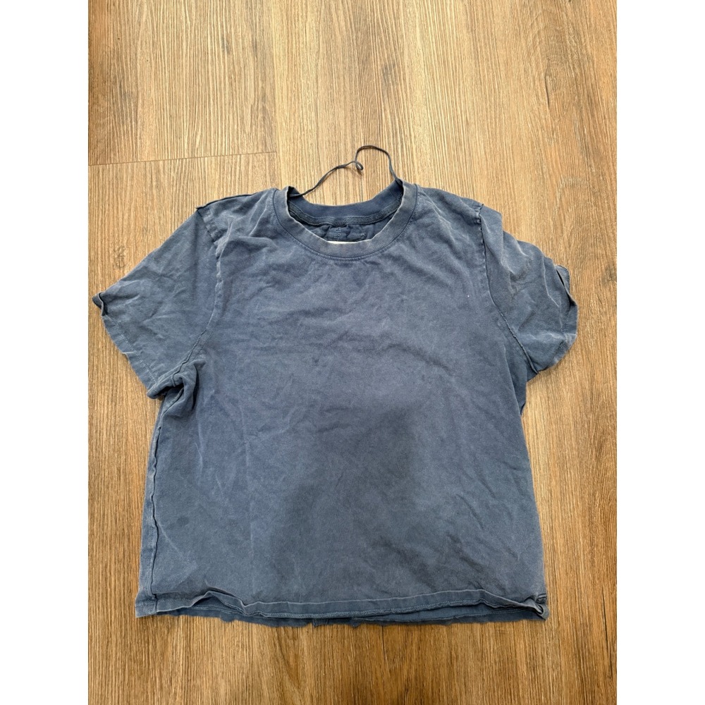 Free People We The Free Womens XS Blue Short Sleeve Exposed Seam Boxy T-Shirt